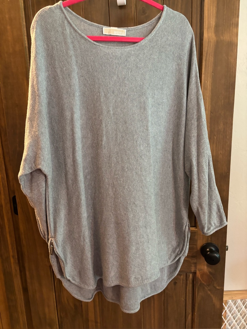 Michael Kors Light Blue Knit Sweater with side zippers